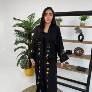 Hand-Embroidered Long Cotton Cardigan – Egyptian Village-Inspired