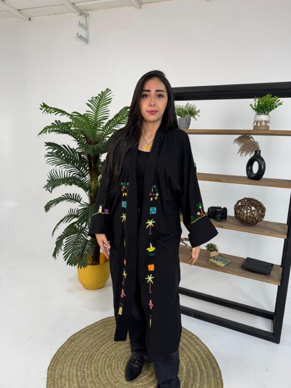 Hand-Embroidered Long Cotton Cardigan – Egyptian Village-Inspired - Image 2