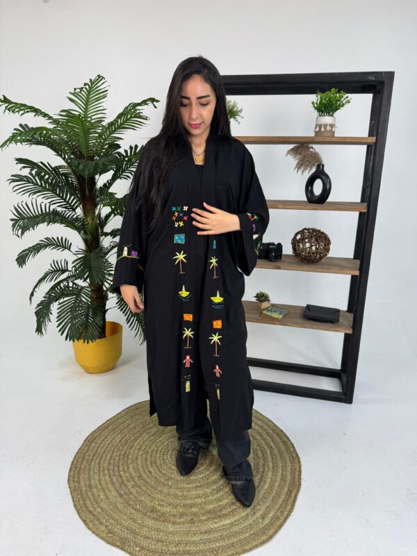 Hand-Embroidered Long Cotton Cardigan – Egyptian Village-Inspired - Image 3