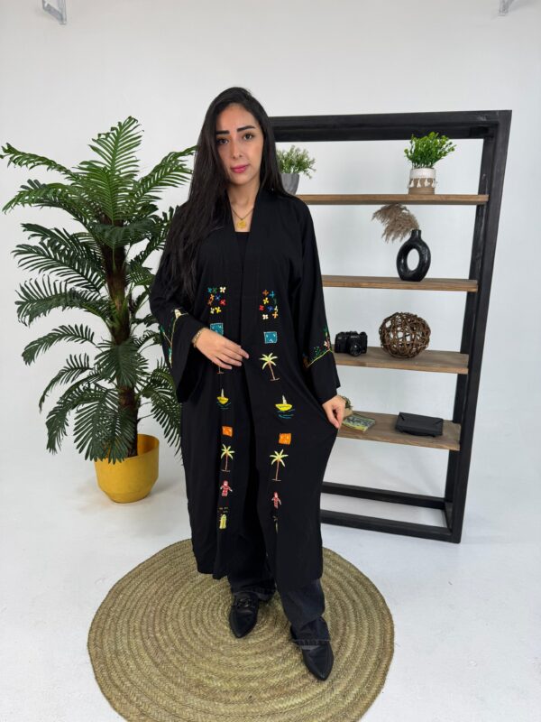 Hand-Embroidered Long Cotton Cardigan – Egyptian Village-Inspired - Image 4