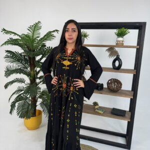 Handmade Siwan Embroidered Cotton Dress – Black – Size XL