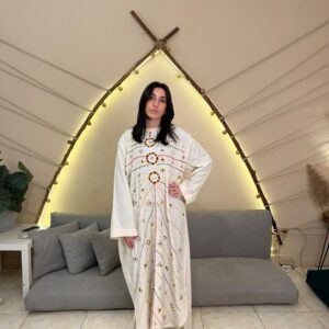 Handmade Linen Abaya with Hand Embroidery from Siwa