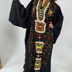 Spanish Linen Abaya Hand-Embroidered from Siwa