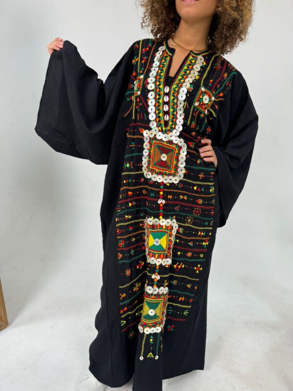 Spanish Linen Abaya Hand-Embroidered from Siwa