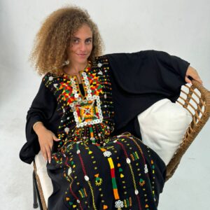 Spanish Linen Abaya Hand-Embroidered from Siwa