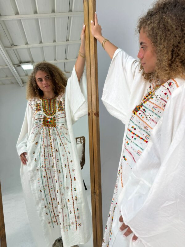 Spanish Linen Abaya Hand-Embroidered from Siwa