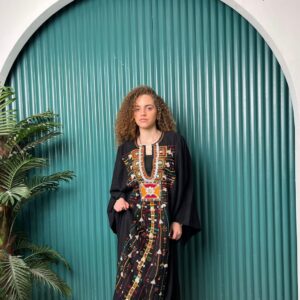 Spanish Linen Abaya Hand-Embroidered from Siwa