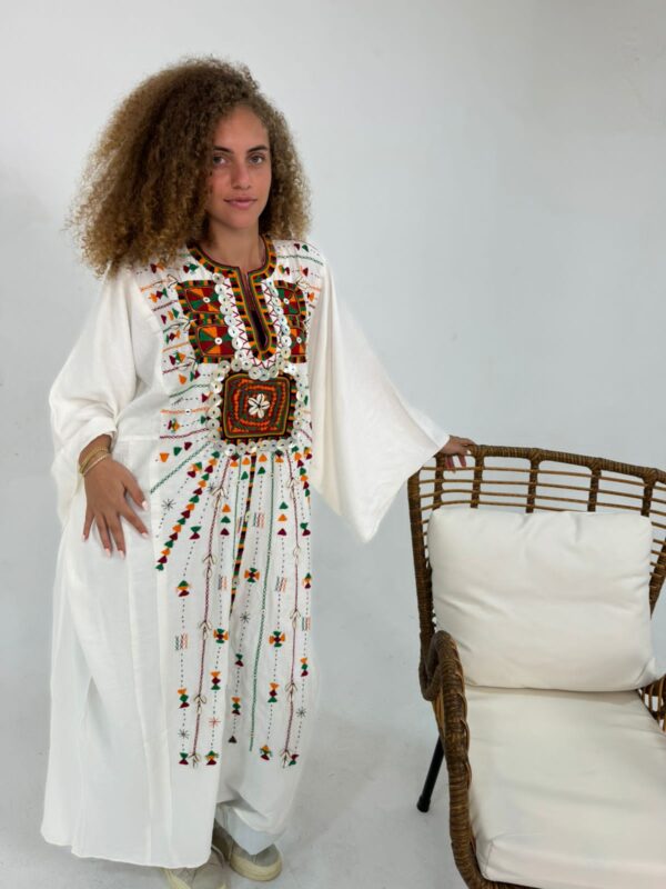 Spanish Linen Abaya Hand-Embroidered from Siwa