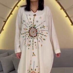 Handmade Linen Abaya with Hand Embroidery from Siwa