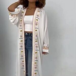 Handmade Embroidered Long Cotton Cardigan