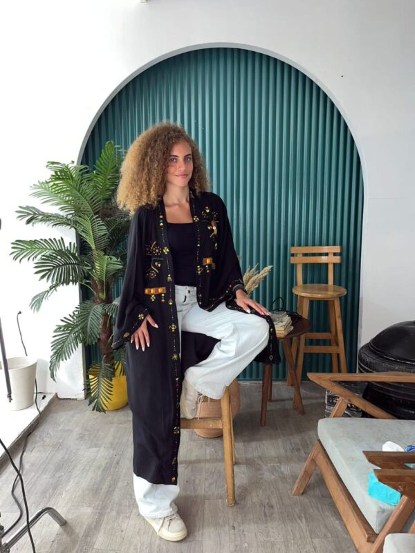 Handmade Embroidered Long Cotton Cardigan - Image 2