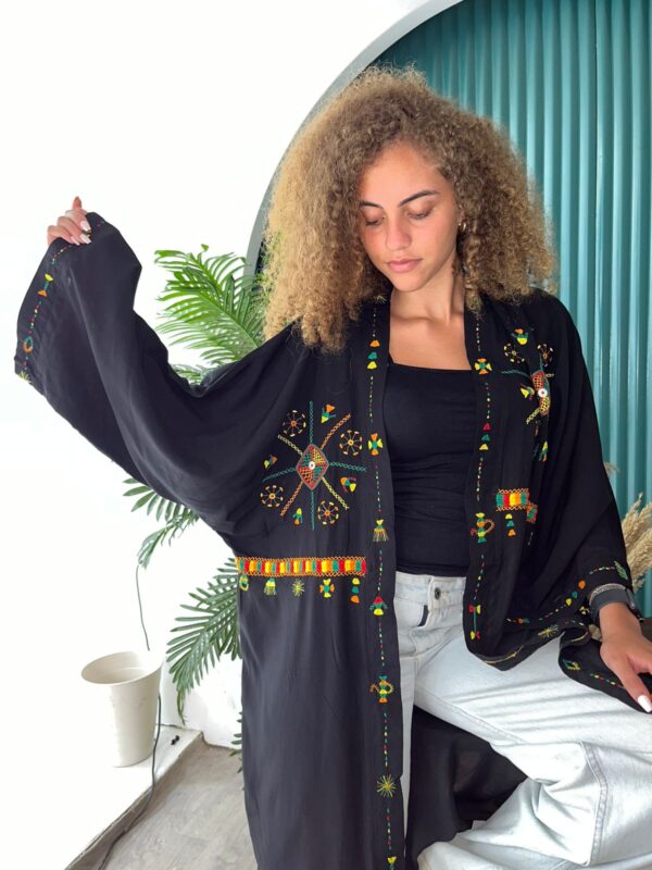 Handmade Embroidered Long Cotton Cardigan