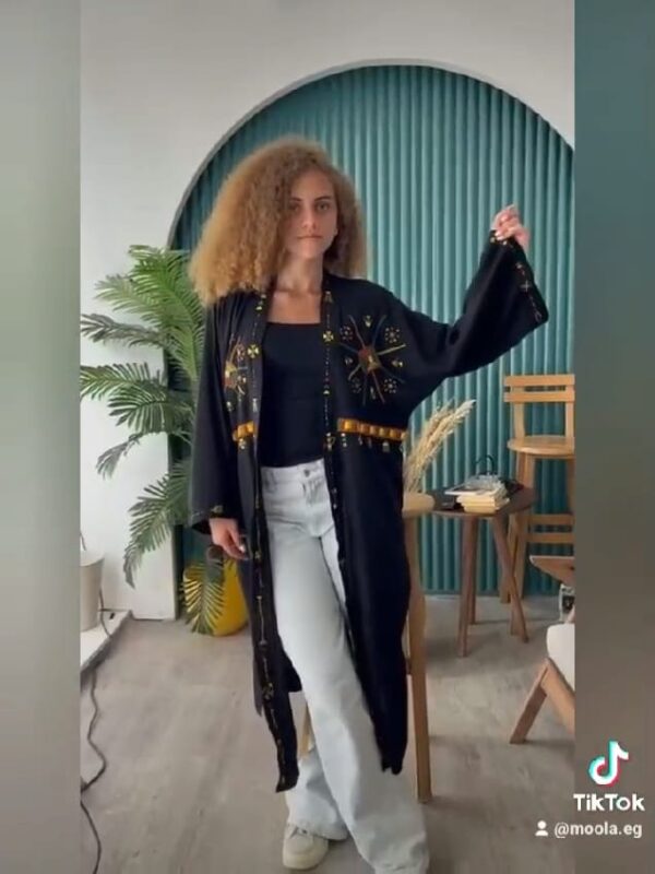 Handmade Embroidered Long Cotton Cardigan - Image 4