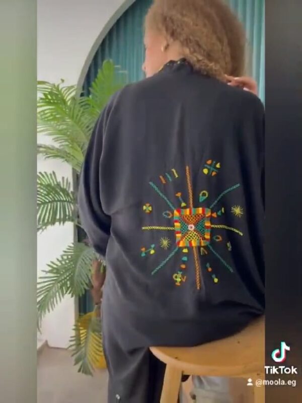 Handmade Embroidered Long Cotton Cardigan - Image 5