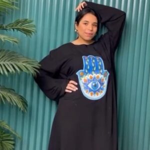 Hand-Painted Long Cotton Abaya