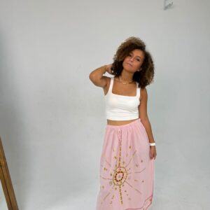 Handwoven & Hand-Embroidered Long Cotton Skirt free size up to XL