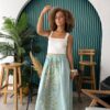 Handwoven Akhmim Cotton Skirt with Siwa Hand Embroidery – Light Green - Image 2