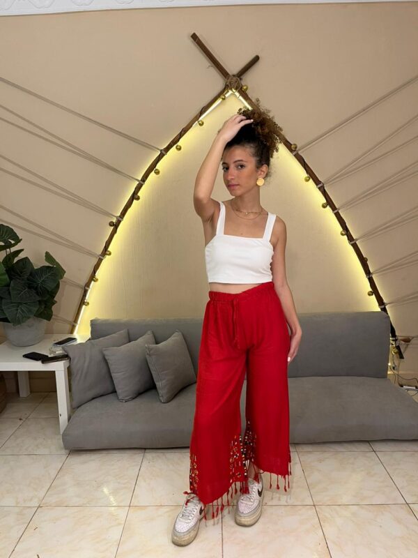 Handwoven Akhmim Cotton Pants with Siwa Embroidery up to Large - Image 2