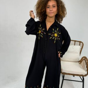 Hand-Embroidered Cotton Jumpsuit with Siwa Oasis Designs