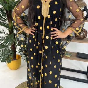 Elegant black tulle abaya