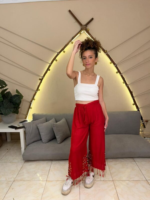 Handwoven Akhmim Cotton Pants with Siwa Embroidery up to Large