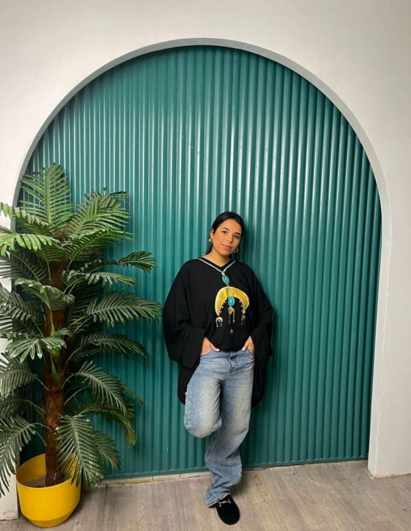 Hand-Painted Long-Sleeve Cotton blouse free size