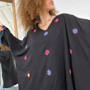 Black Cotton Hand-Embroidered blouse by St. Catherine Women | Free Size up to 3XL