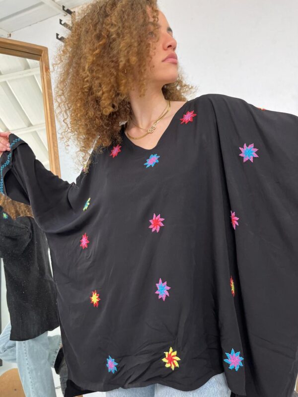 Black Cotton Hand-Embroidered blouse by St. Catherine Women | Free Size up to 3XL