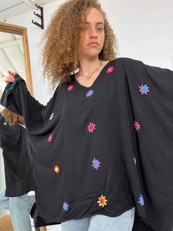 Black Cotton Hand-Embroidered blouse by St. Catherine Women | Free Size up to 3XL - Image 5