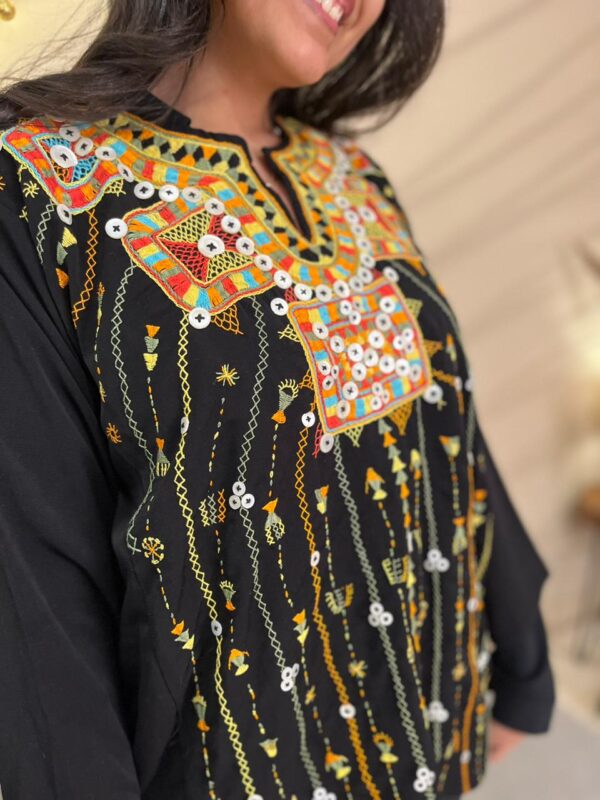 Black Rosalene Blouse | Hand-Embroidered by Siwa Women | Size XL - Image 2
