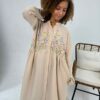 Hand-Embroidered Linen-Cotton Dress with Colorful Threadwork | Free Size up to 2XL - Image 2
