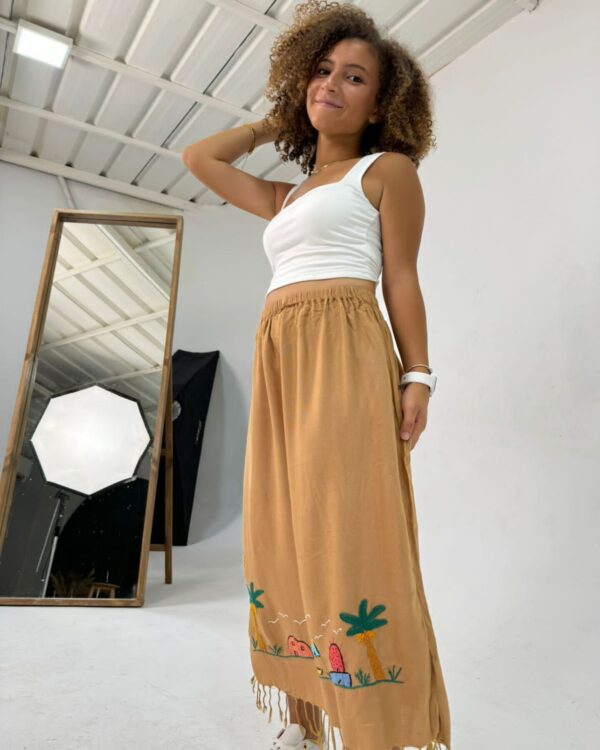 Handwoven & Hand-Embroidered Long Cotton Skirt free size up to L - Image 3