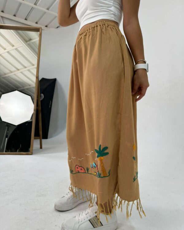 Handwoven & Hand-Embroidered Long Cotton Skirt free size up to L - Image 2
