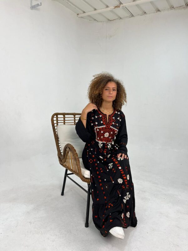 Black Rosalene Lycra Dress | Hand-Embroidered by Siwa Women |  up to Size 2XL - Image 3