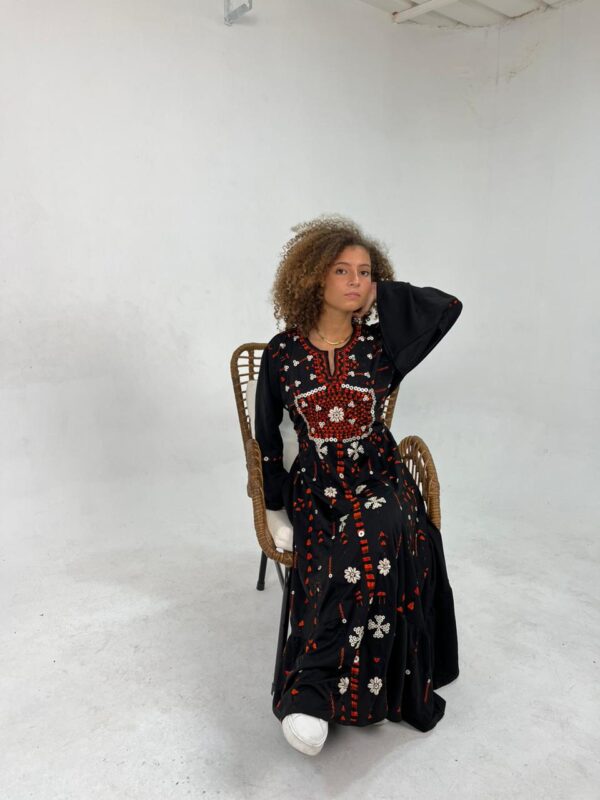 Black Rosalene Lycra Dress | Hand-Embroidered by Siwa Women |  up to Size 2XL - Image 4