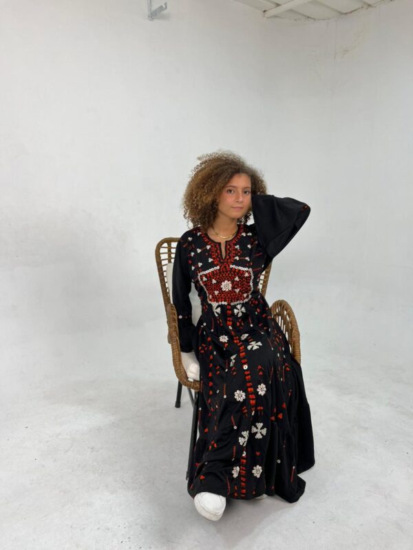 Black Rosalene Lycra Dress | Hand-Embroidered by Siwa Women |  up to Size 2XL - Image 5