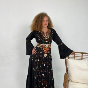 Black Rosalene Lycra Dress | Hand-Embroidered by Siwa Women |  up to Size 3XL