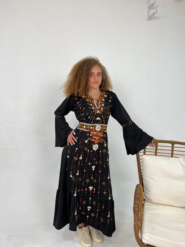 Black Rosalene Lycra Dress | Hand-Embroidered by Siwa Women |  up to Size 3XL