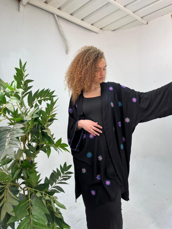 Black Hand-Embroidered Cardigan | Saint Catherine Women's Craft | Size 3XL - Image 2