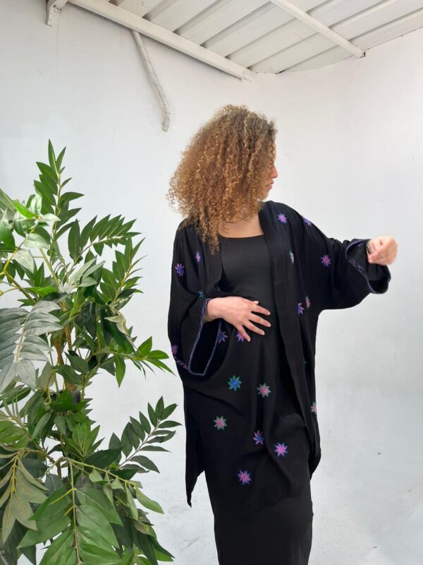 Black Hand-Embroidered Cardigan | Saint Catherine Women's Craft | Size 3XL - Image 3