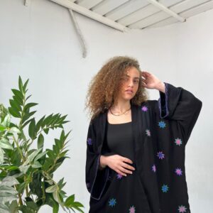 Black Hand-Embroidered Cardigan | Saint Catherine Women's Craft | Size 3XL