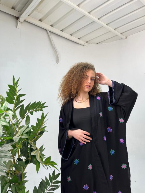 Black Hand-Embroidered Cardigan | Saint Catherine Women's Craft | Size 3XL