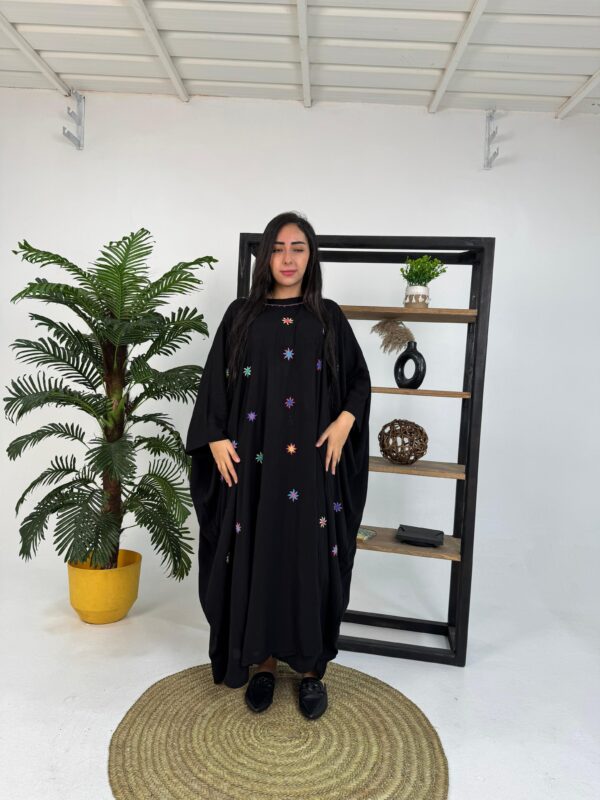 Hand-Embroidered Black Cotton Poncho – St. Catherine Artisan Work | Free Size - Image 3