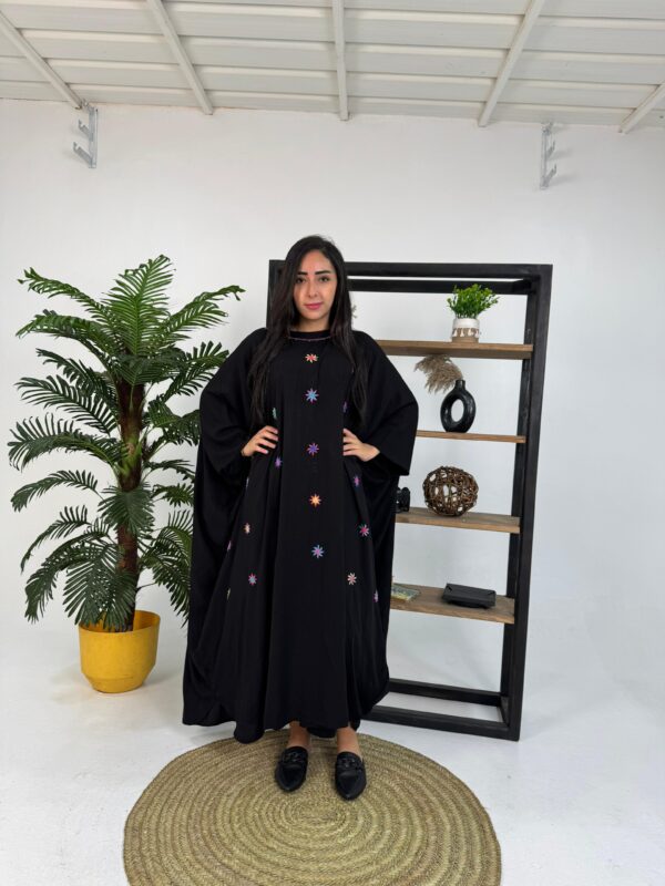 Hand-Embroidered Black Cotton Poncho – St. Catherine Artisan Work | Free Size - Image 4