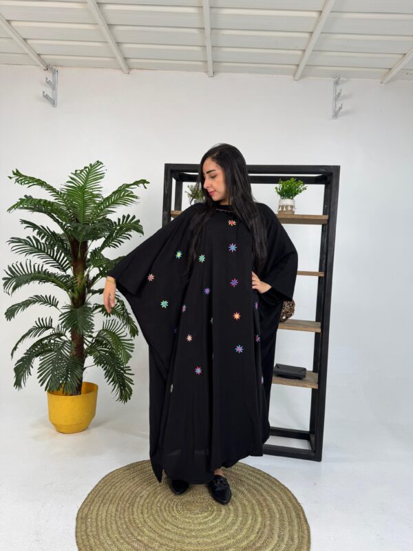 Hand-Embroidered Black Cotton Poncho – St. Catherine Artisan Work | Free Size - Image 2