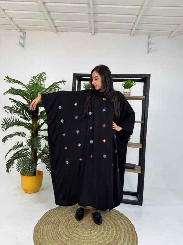 Hand-Embroidered Black Cotton Poncho – St. Catherine Artisan Work | Free Size