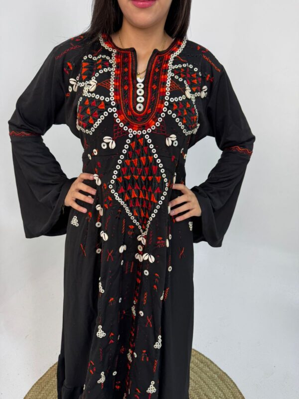 Black Rosalene Lycra Dress | Hand-Embroidered by Siwa Women |  up to Size 2XL - Image 3