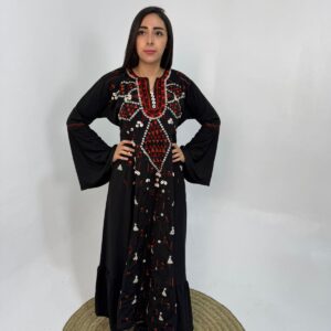 Black Rosalene Lycra Dress | Hand-Embroidered by Siwa Women |  up to Size 2XL