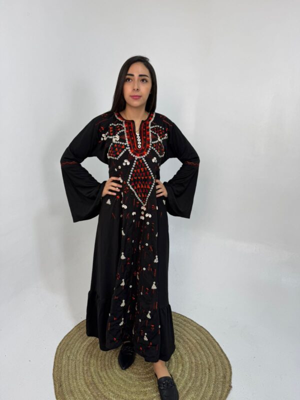 Black Rosalene Lycra Dress | Hand-Embroidered by Siwa Women |  up to Size 2XL