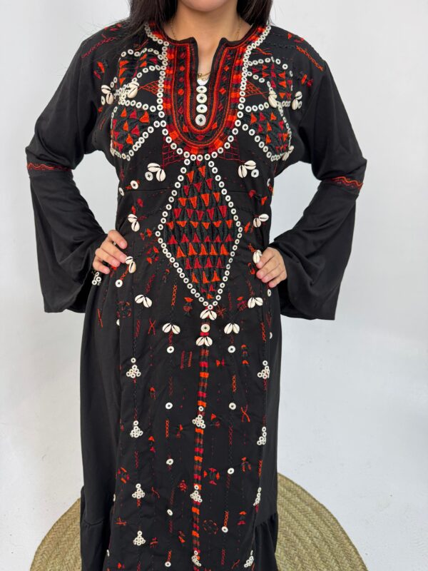 Black Rosalene Lycra Dress | Hand-Embroidered by Siwa Women |  up to Size 2XL - Image 2